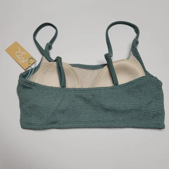 KONA SOL Textured Moss Green Square Neck Bikini Top - Picture 4 of 6